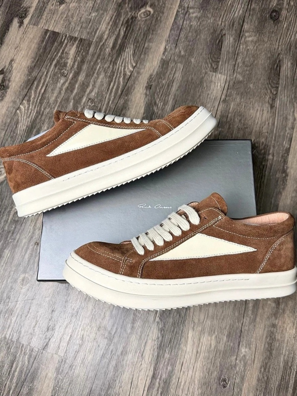 Rick Owen’s Vintage Brown & White Sneakers Brand New with box and shopping bag